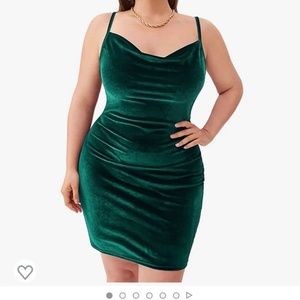 Green cowl neck body on dress